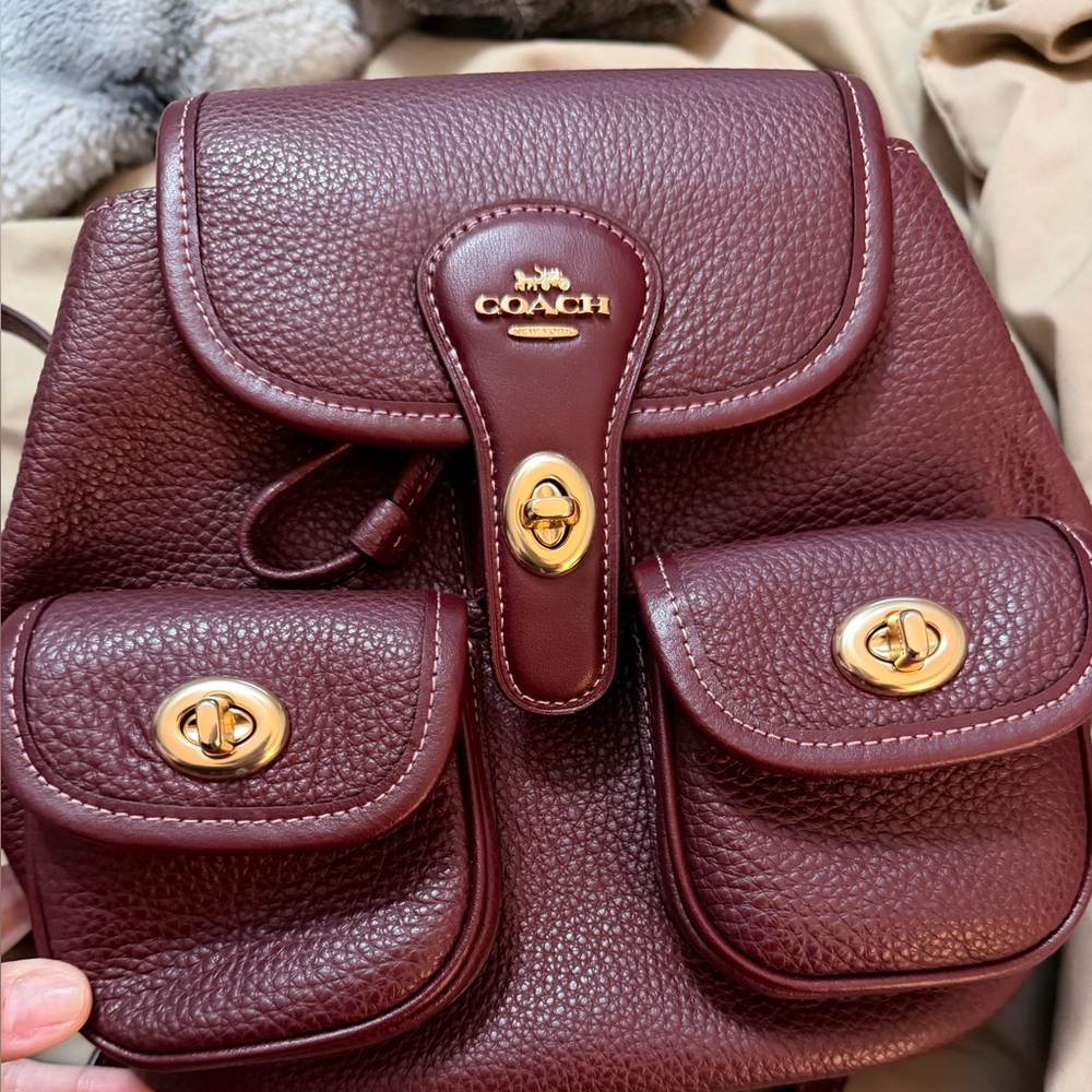 Coach Deep Red Leather Backpack